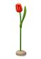 Preview: Wooden tulip in a wooden base, to stand, 34cm high, made in Holland, color: orange/red